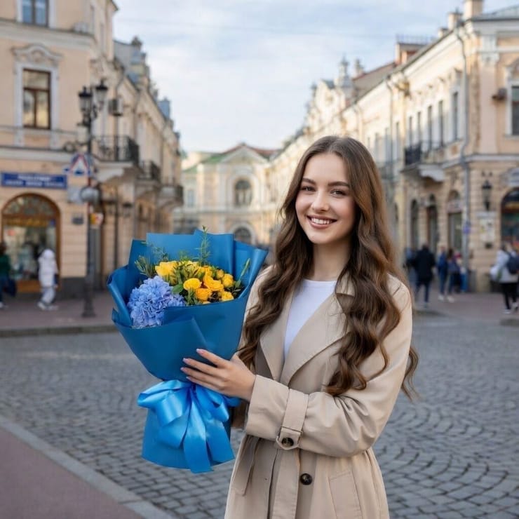 Жовто-блакитний букет – доставка цветов в Киев