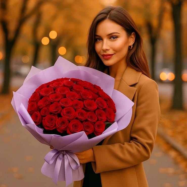 35 красных роз – доставка цветов в Киев