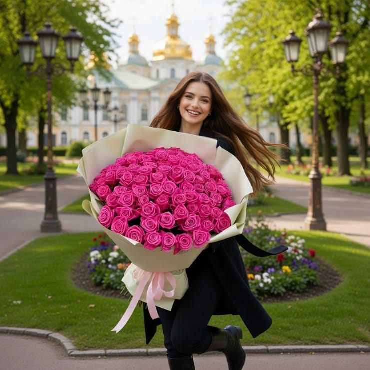 101 рожева троянда – доставка квітів у Київ