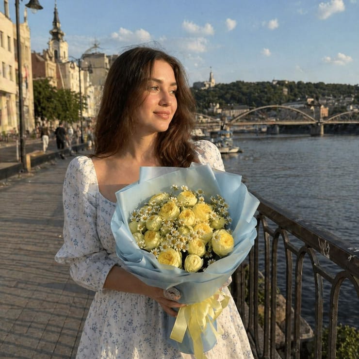 Улыбка лета Букет желтых роз 9шт – доставка цветов в Киев