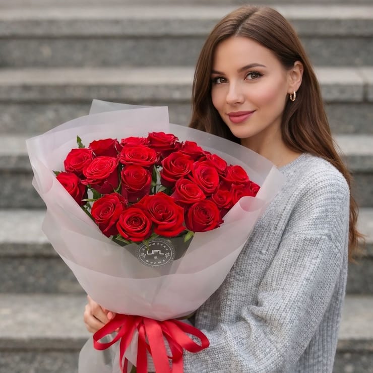 21 червона троянда – доставка квітів у Київ