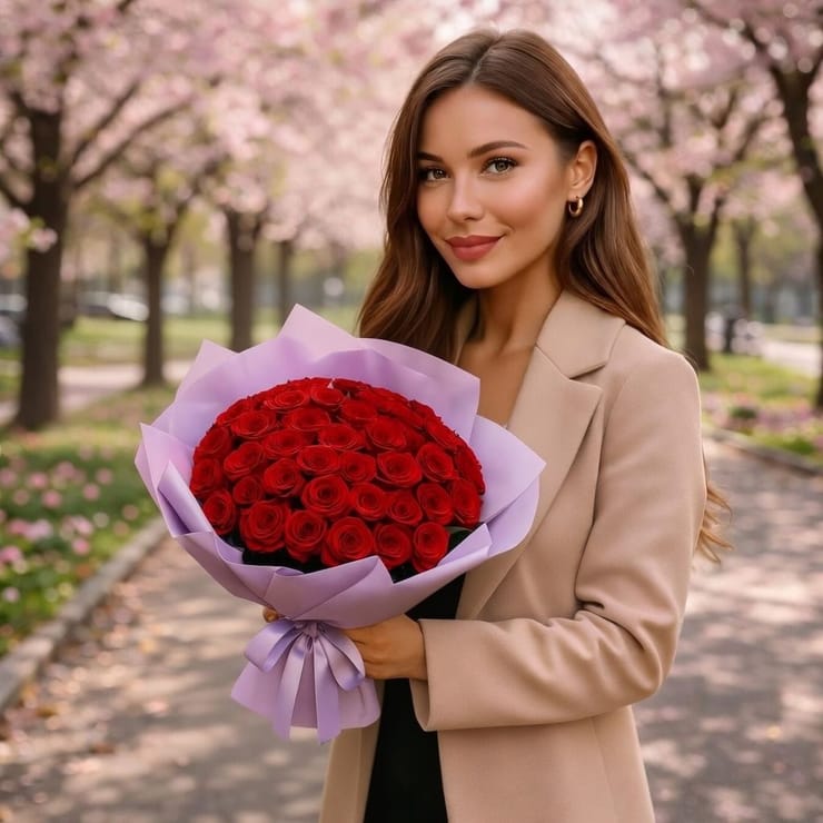 35 красных роз – доставка цветов в Киев
