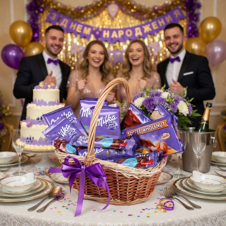 Milka-кошик шоколаду – доставка квітів у Київ