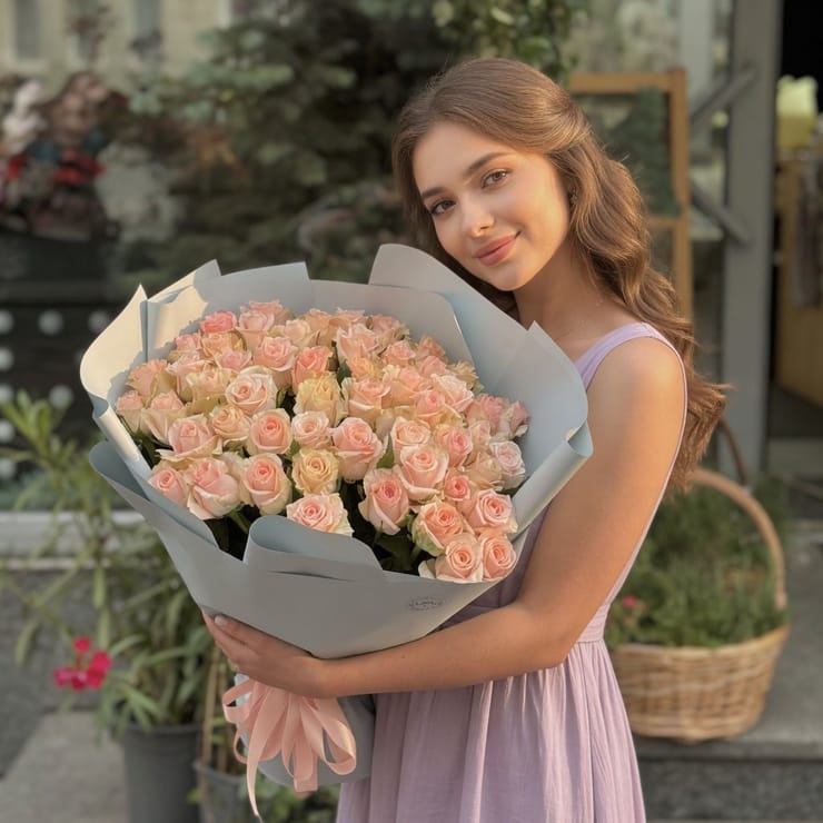 51 кремовая роза – доставка цветов в Киев
